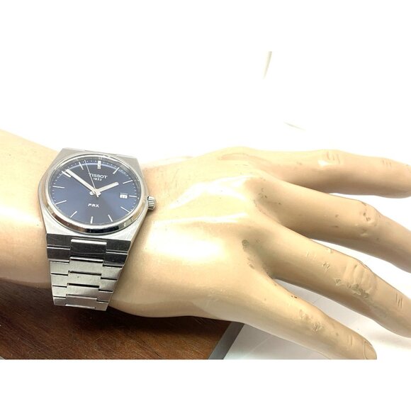 Tissot PRX Men's Watch Swiss Quartz 40mm Blue Dial Silver Steel T1374101104100 - Picture 4 of 14